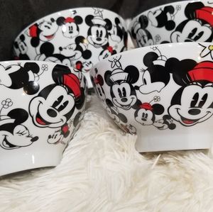 Set of four Mickey and Minnie bowls
